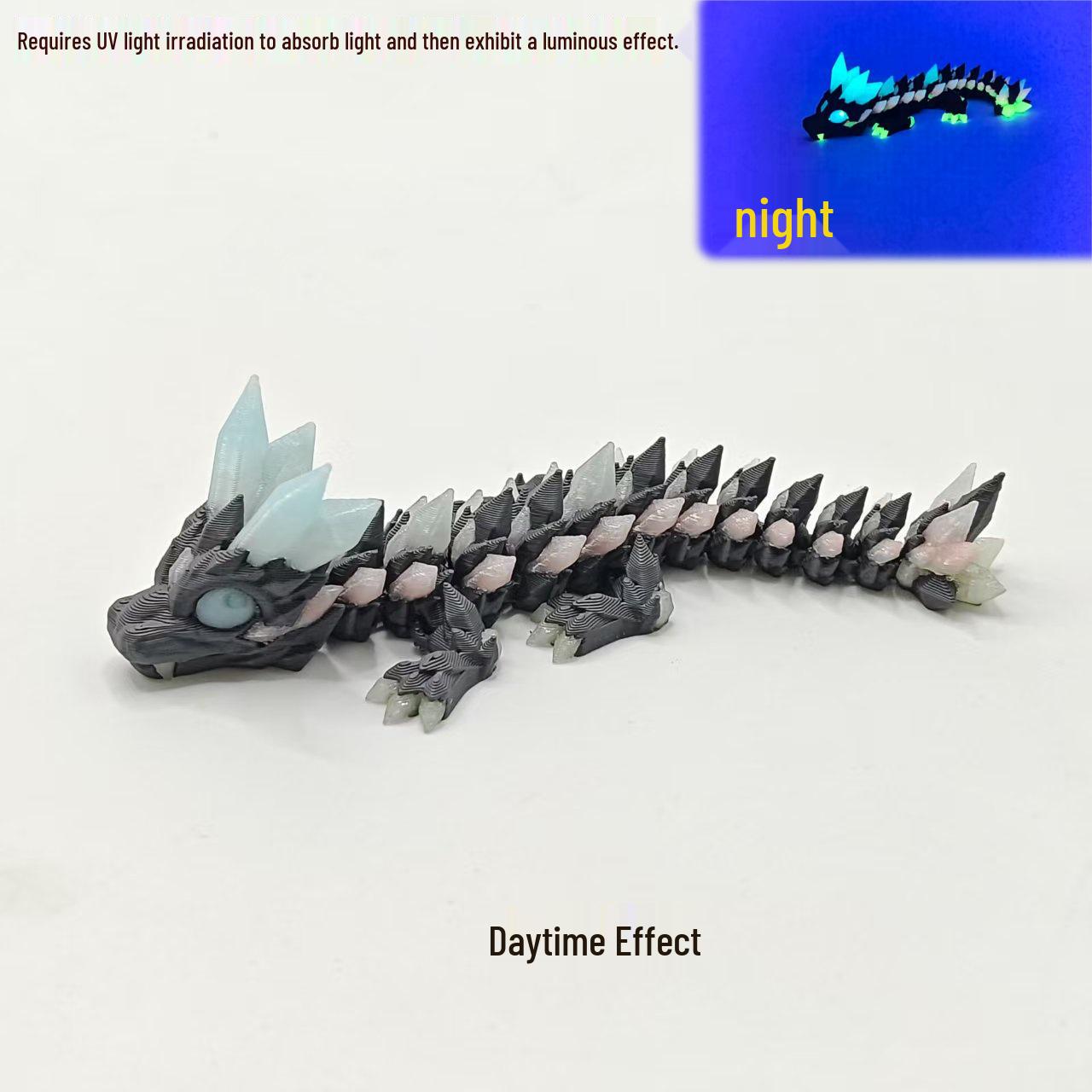3D Printed Colorful Luminous Crystal Dragon Baby Ornament