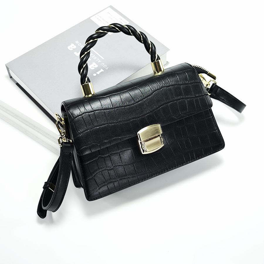 Fengerluoer Μικρή Τσάντα Χειρός με Μοτίβο Κροκοδείλου: Δερματίνη PU, Κλείδωμα Ασφαλείας, Γυναικεία Τσάντα Χιαστί Τετράγωνη για Μετακινήσεις