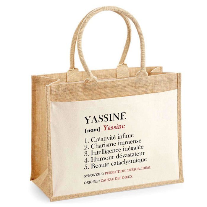 Sac de plage - PLANETEE - Jute avec poche Yassine Définition - Coton naturel - Beige - Grande contenance
