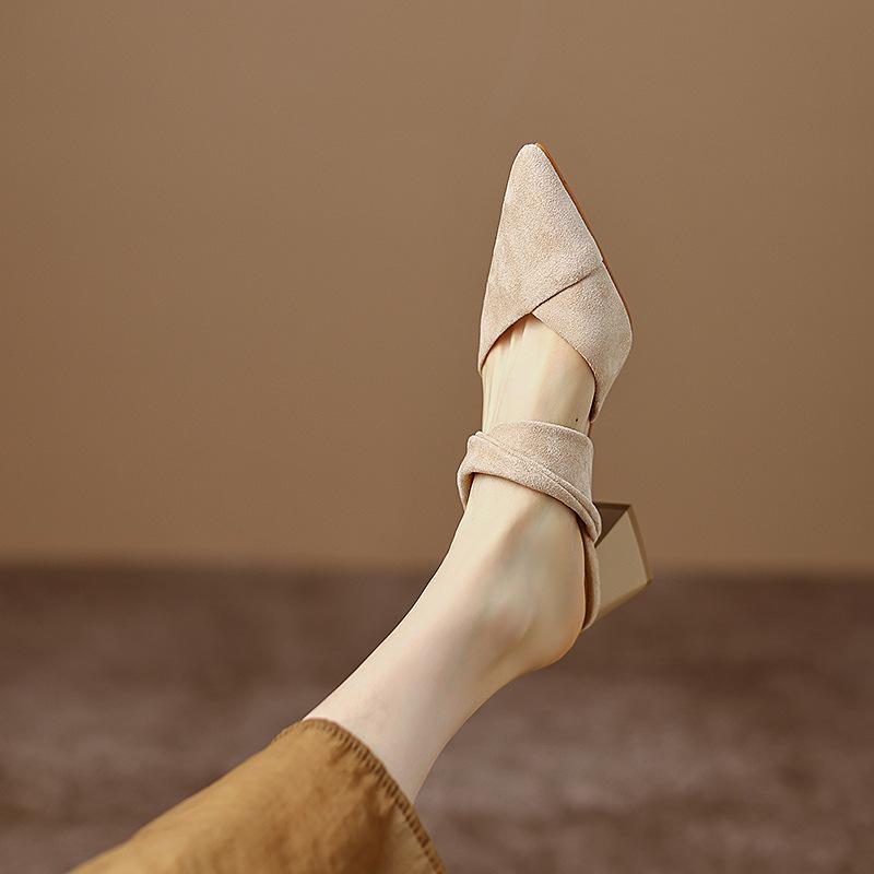 High-heeled sandals women s casual women s bag head sandals solid color back empty sandals new large-size shoes rubber soft-soled women s shoes 34