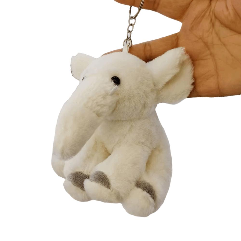 Soft Elephant Keyring Polyester Animal Bag Pendant Adorable Plush Stuffed Keychain Gift белый