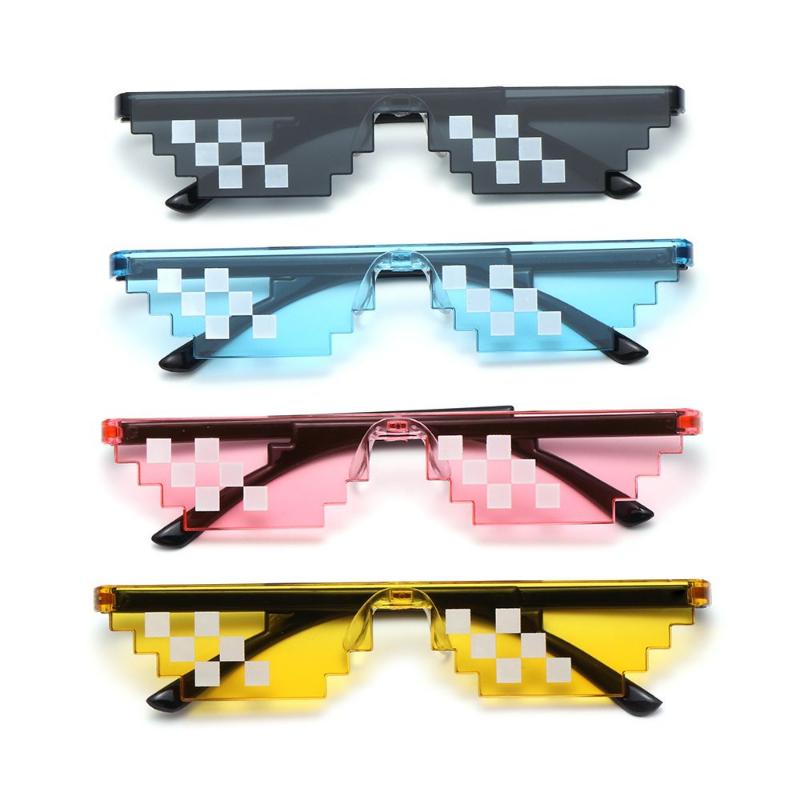 NEW Mosaic Sunglasses Trick Toy Thug Life Glasses Pixel Black Cool Jokes Funny Toys Deal With It Sun Glasses