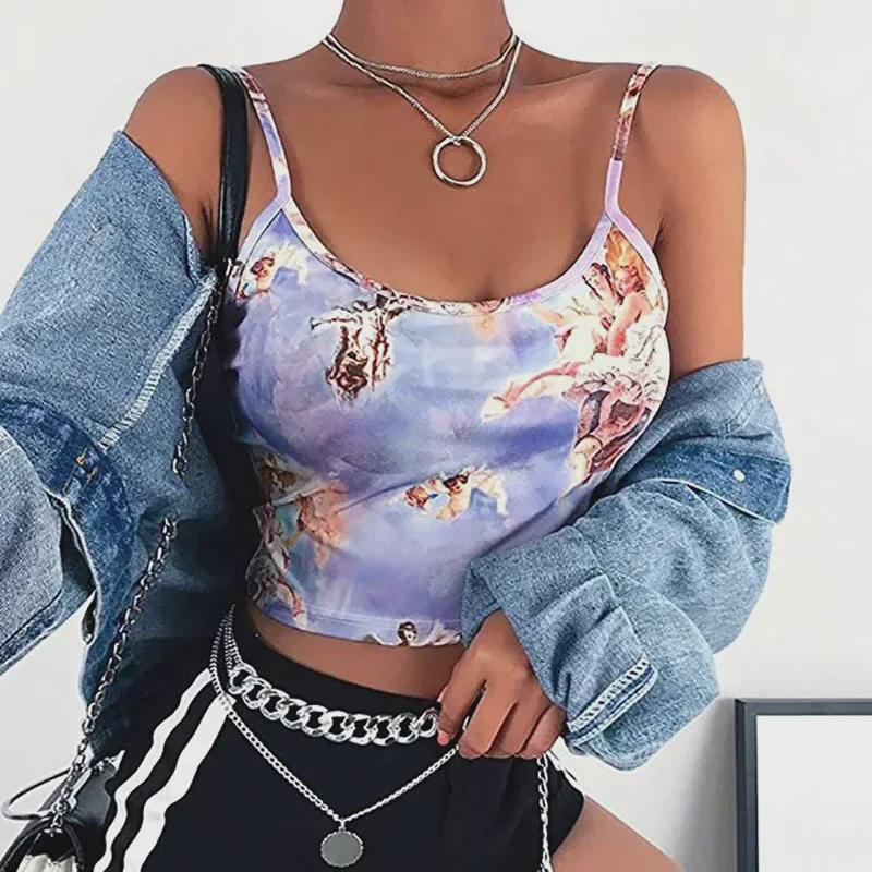 2024 Spring/Summer Women's Angel Cupid Print Sling Tank Top