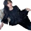 New Style Fall and Winter Sweet Lace Court Style Pajamas Female Set Canary Velvet Warm Loungewear Pajamas for Women Sleepwear