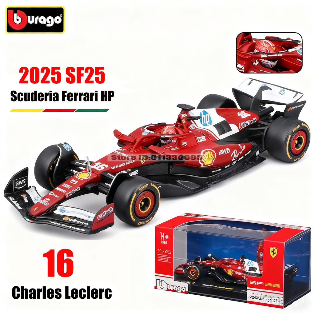 Bburago 1:43 F1 2025 Scuderia Ferrari HP SF25 #16 Charles Leclerc #44 Lewis Hamilton Alloy Car Die Cast Model Toy Collectible