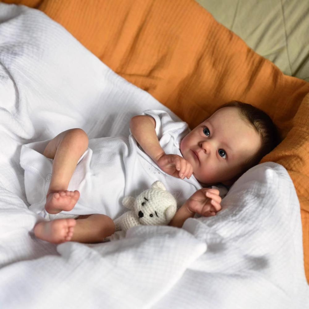 Roztomilé 16palcové látkové tělo Reborn panenky Tink Vypadá chytře Simulační reborn panenka Ručně implantované vlasy Novorozenecké panenky pro děti Batole Hračka do domečku pro panenky