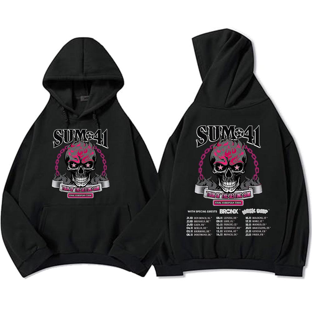 Hip Hop Streetwear Unisexe The Final Tour 2025 Sum41 Sweat-shirts Vêtements Graphiques Sudaderas Con Capucha Style Métal Lourd Pullovers