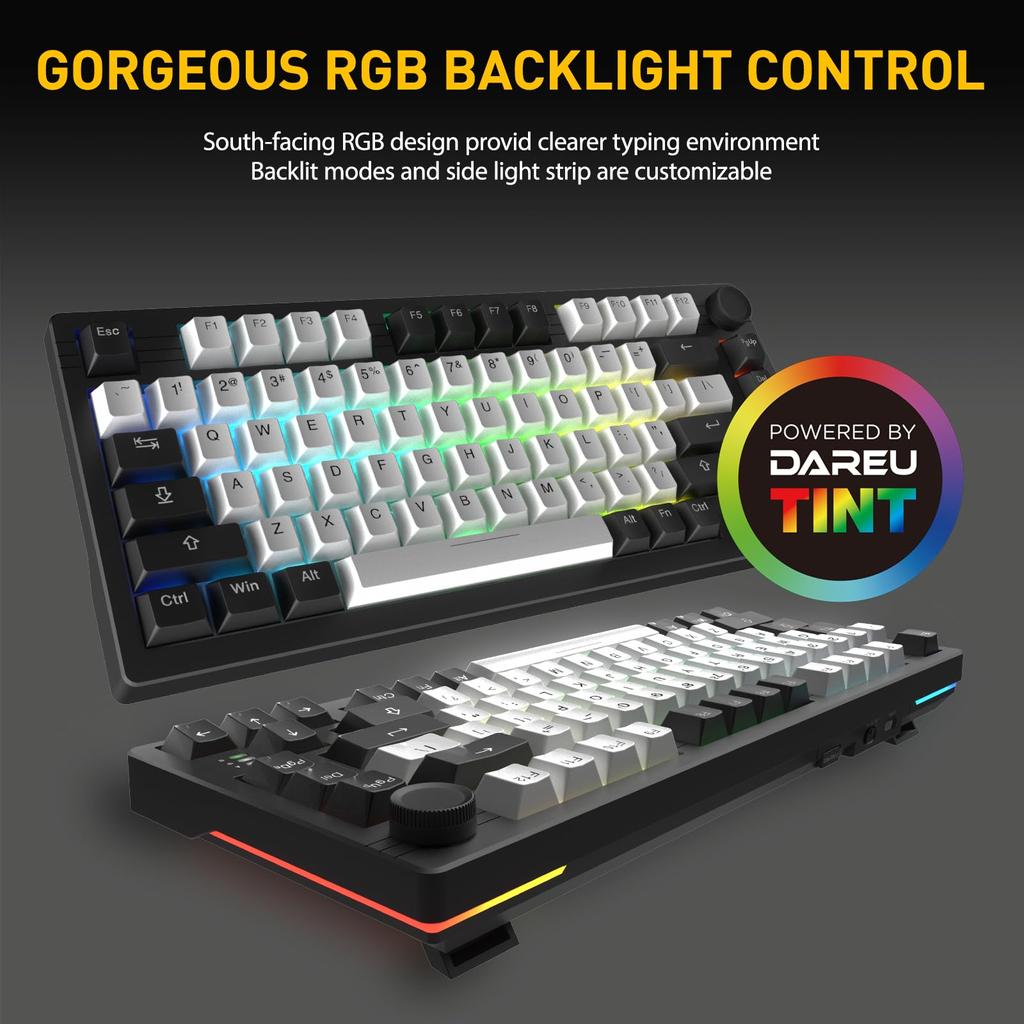 DAREU EK75PRO Gaming Keyboard Wireless Tenkeyless USB Connectable Gasket Mount 81 Keys English Layout RGB Mechanical Keyboard Hot Swap Compatible