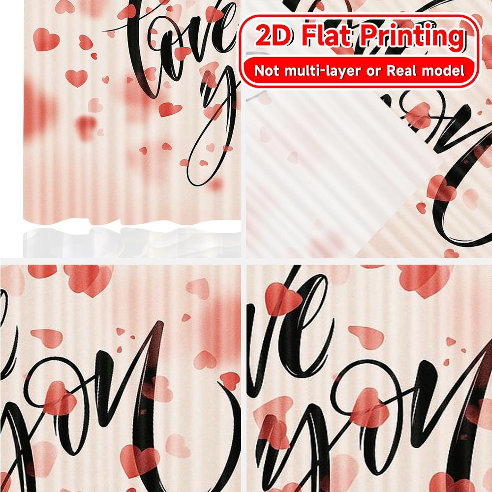 2pcs, 2D FLAT PRINTING Curtains (Without Rod) Love Petals Festival Creative Curtains Versatile Durable Polyester Curtains
