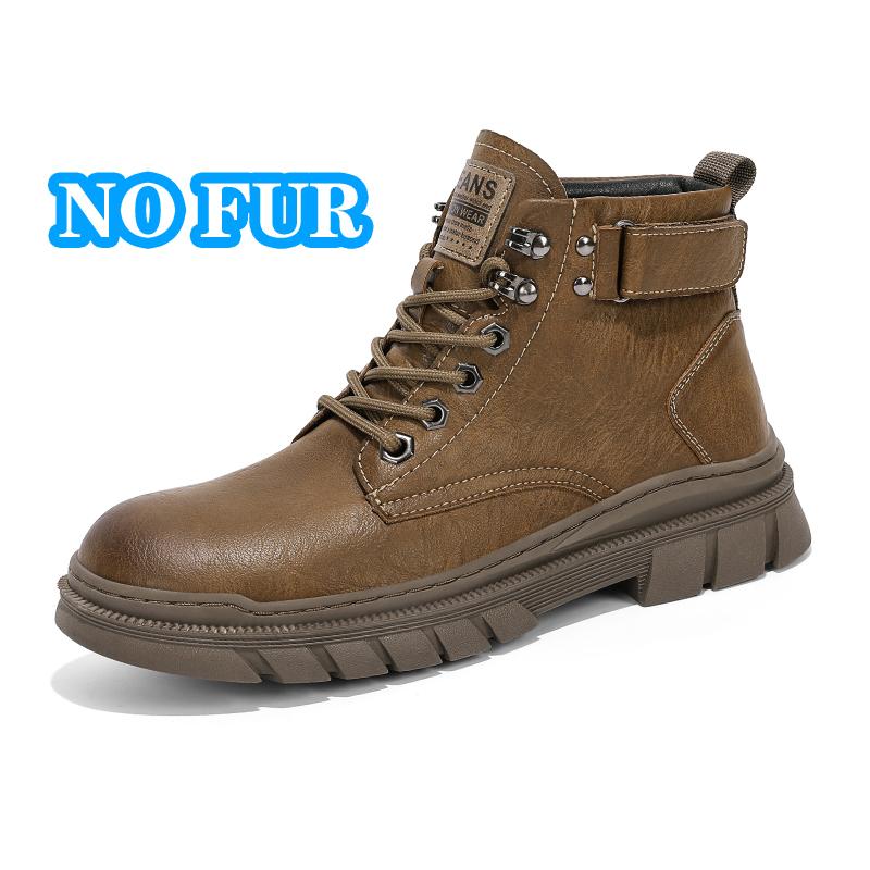 

Fashion New Design Simple Men s Ankle Boots Handmade Casual Leather Biker Boot Autumn Winter High Top Shoes Plush Fur Motorcycle Botas 44