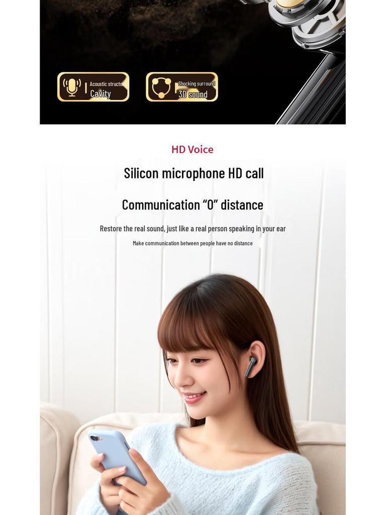 GT23 Wireless Bluetooth Earphones: Ultra-Long Battery, High-Quality Sound, Low Latency for Gaming and Music.