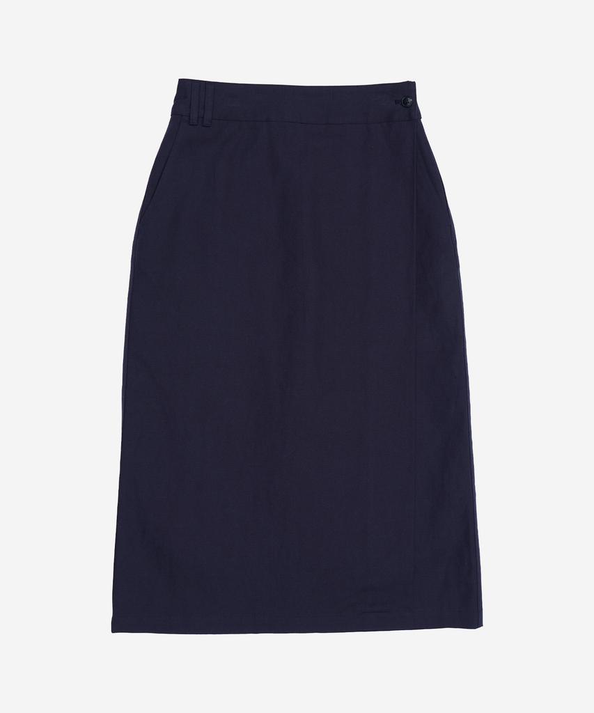 Pildeoseu Women'S Feminine Button Wrap Long Skirt Navy