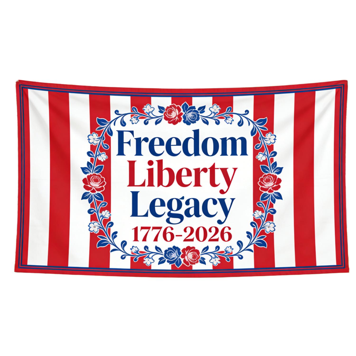 

Садовый флаг-гобелен многоразовый к 250-летию независимости США со словами «Свобода, Свобода, Наследие» Декор для дома Печать разных размеров 74x94cm(29x37in)