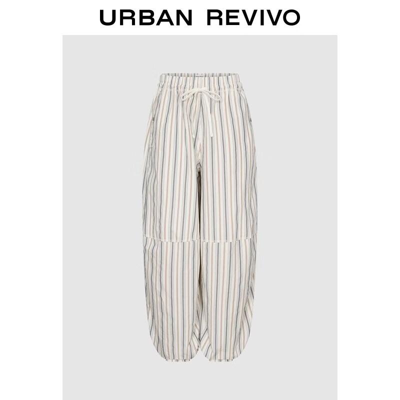 UR2026 Women s Cotton Contrast Stripe Drawstring Jogger Pants M
