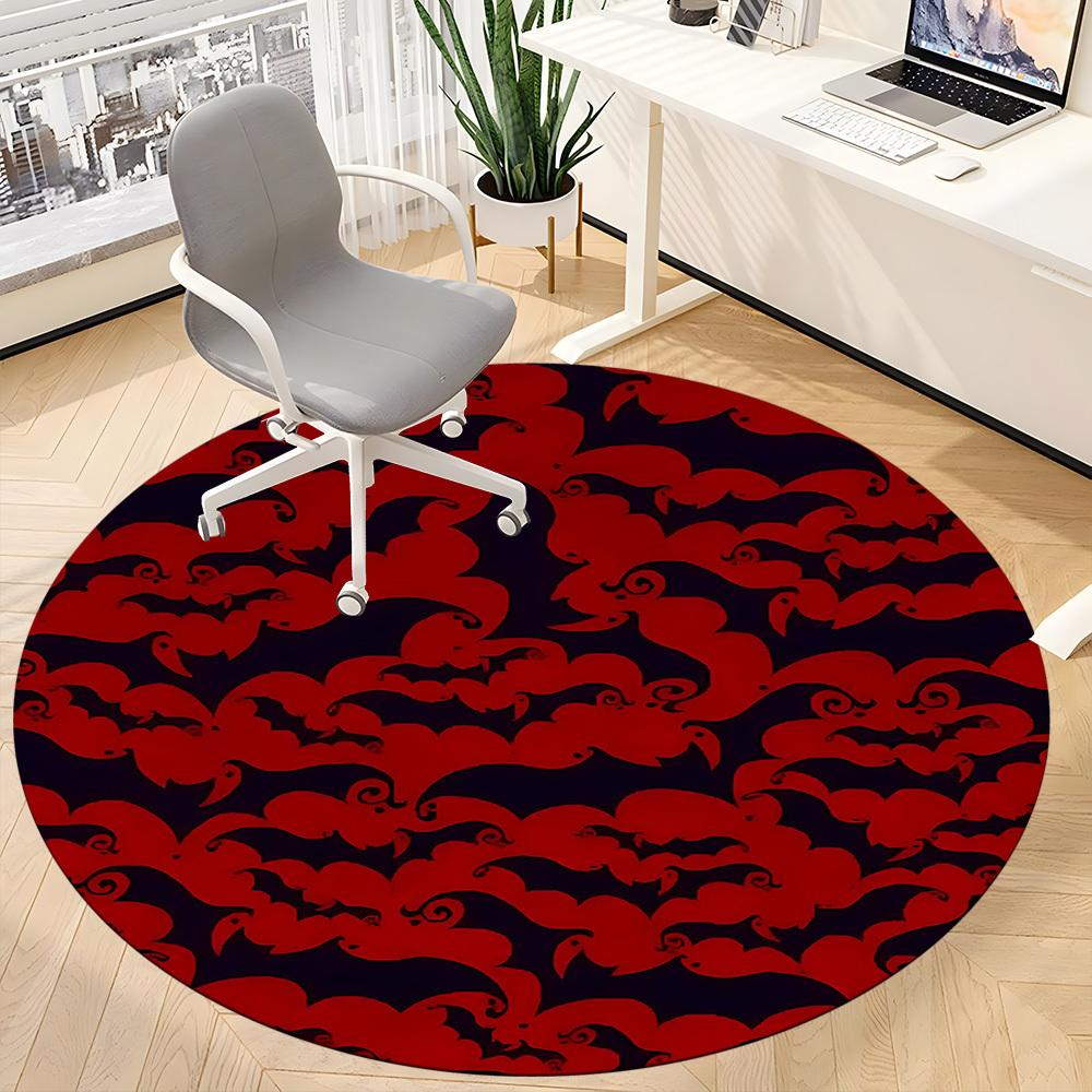 1PC Bat Swarm Office Round Area Rug, Mat Suitable For Office, Under Office Chairs Bedroom Living Room Home Decor, Room Deco
