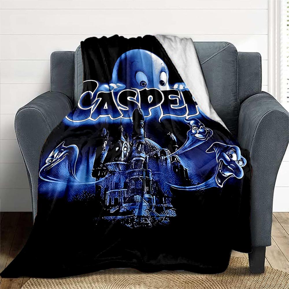1pc Casper the Friendly Ghost Outdoor Blanket Lightweight Flannel, Soft & Warm, All Season Use for Sofa, Outdoor, Camping, Living Room, Office, Chair