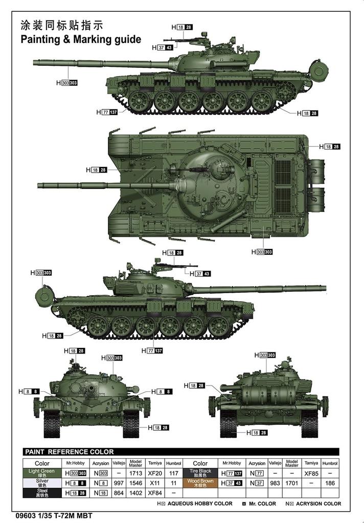 Trumpeter Main Battle Tank Plastic Model 09603 1/35 T-72M