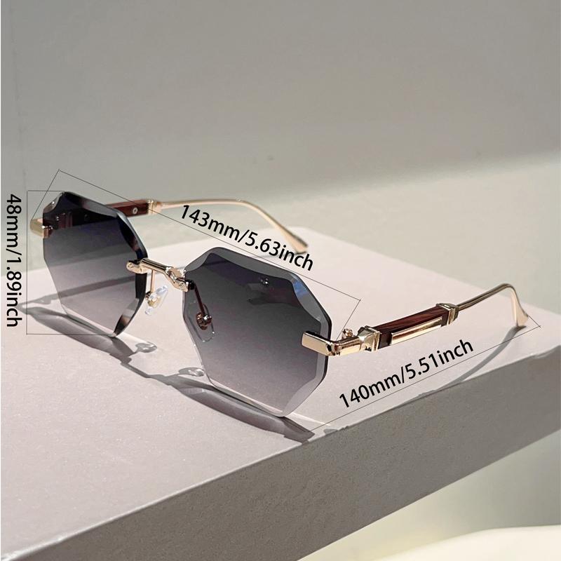 Rimless Polygon Sunglasses Men  Fashion Vintage Casual Shades Women Ins Trendy Luxury Brand Design Decor Sun Glasses