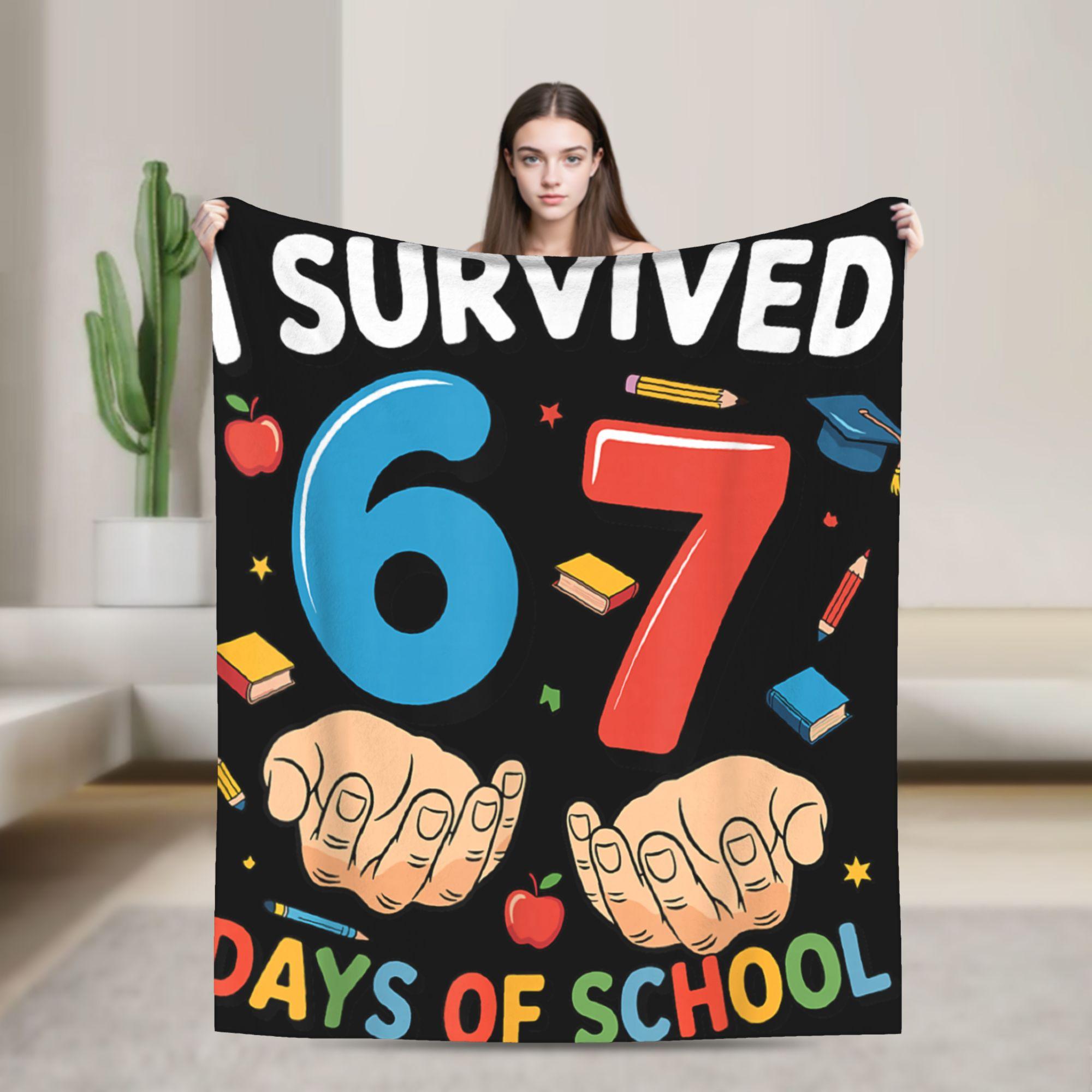 Thankful for Six Seven 6 7 Meme 67 Thanksgiving Turkey Flannel Blankets Winter Warm Soft Throw Blanket Bedroom Bedspread 76x102cm