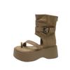 Vintage Thick-soled Roman Cool Boots for Women's 2025 Summer New Fashion Set-toed High-top Sandals Heightened Zipper Short Boots
