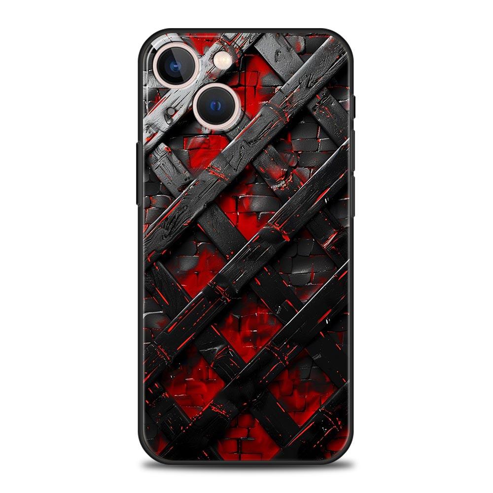 Black Red Ripple Art Phone Case Cover for iPhone 17 16 15 14 13 12 Pro Max 11 Pro Max 17 AIR Plus Shockproof Soft TPU Shell Bags