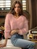 V-Ausschnitt Einfarbig Damen Strickpullover - Imitation Nerz Samt, Lockere Passform für Herbst & Winter
