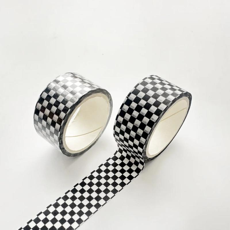 O Rolă Per Cutie Textură Grilă Alb-Negru Bandă Mascare Washi Planificator Caiet Colaj Handmade Album Scrapbook Materiale de Bază