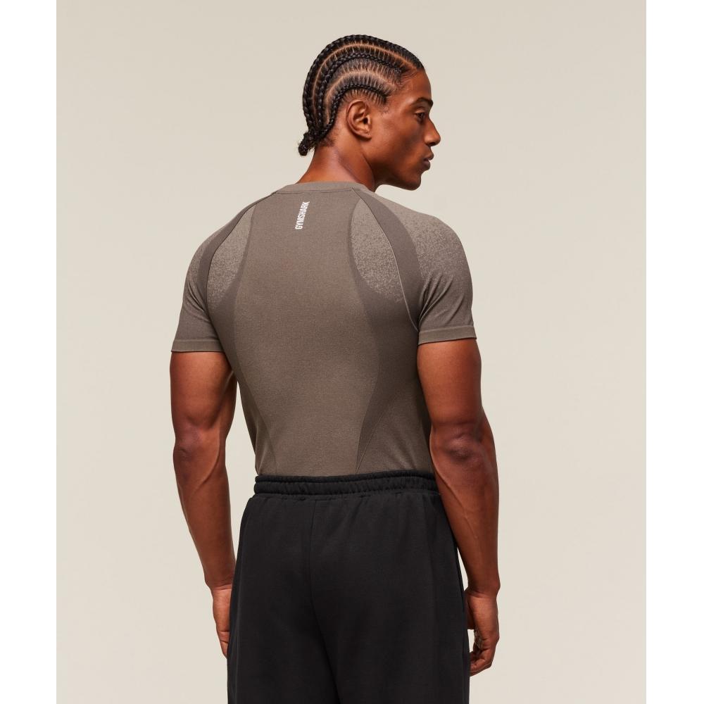 Gymshark Schatten Nahtloses T-Shirt Camo Braun A1b2a Nby9