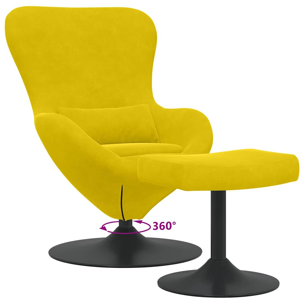 Egg Chair with Footstool Yellow Velvet