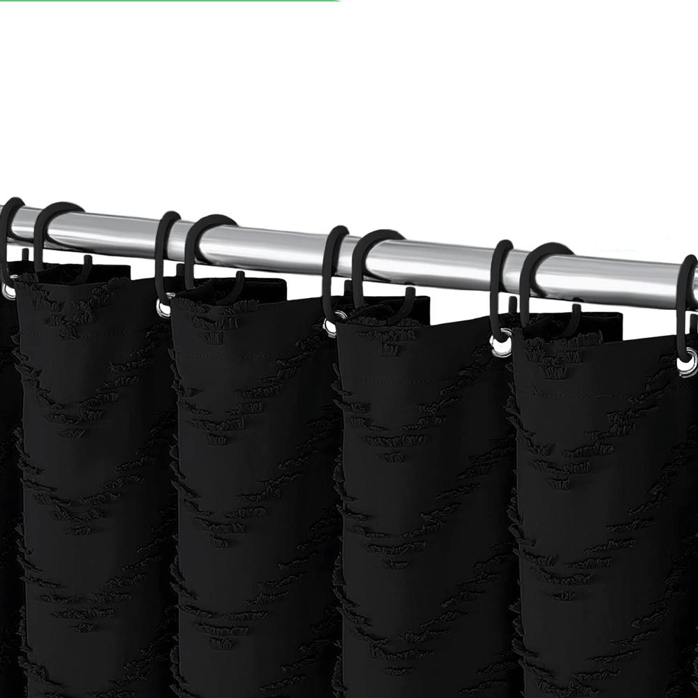 2024 New Product Hot Selling Bohemian Wave Bathroom Curtain Waterproof Solid Color Cutout Shower Curtain