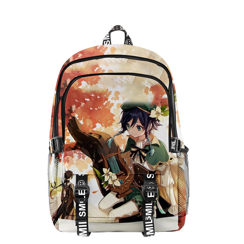 Classico Popolare Genshin Impact Venti Stampa 3D Zaini Scolastici Unisex Oxford Impermeabile Quaderno Multifunzione Zaino da Viaggio