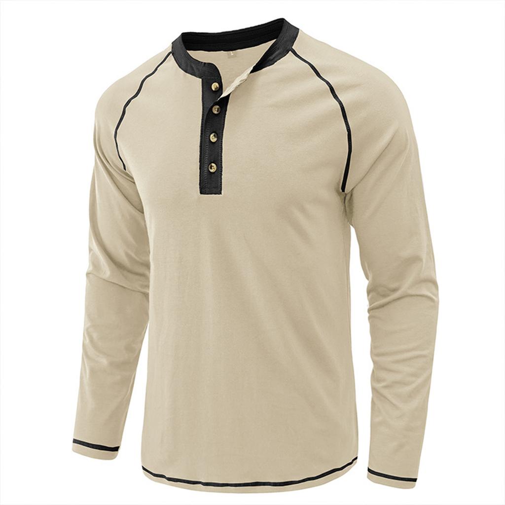 Men's Casual Solid Color Buckle Quick Dry Shoulder  Long Sleeved