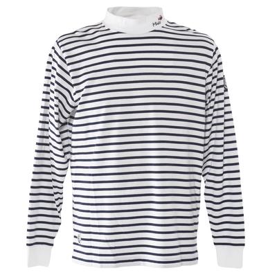 Sinacova Langarm Baumwolle Hoch Captain America Gestickter Anker Größe L x 24220030 Herren T-Shirt, 100% Jersey, Hals, Gestreift, Aufnäher, (Weiß Marine),