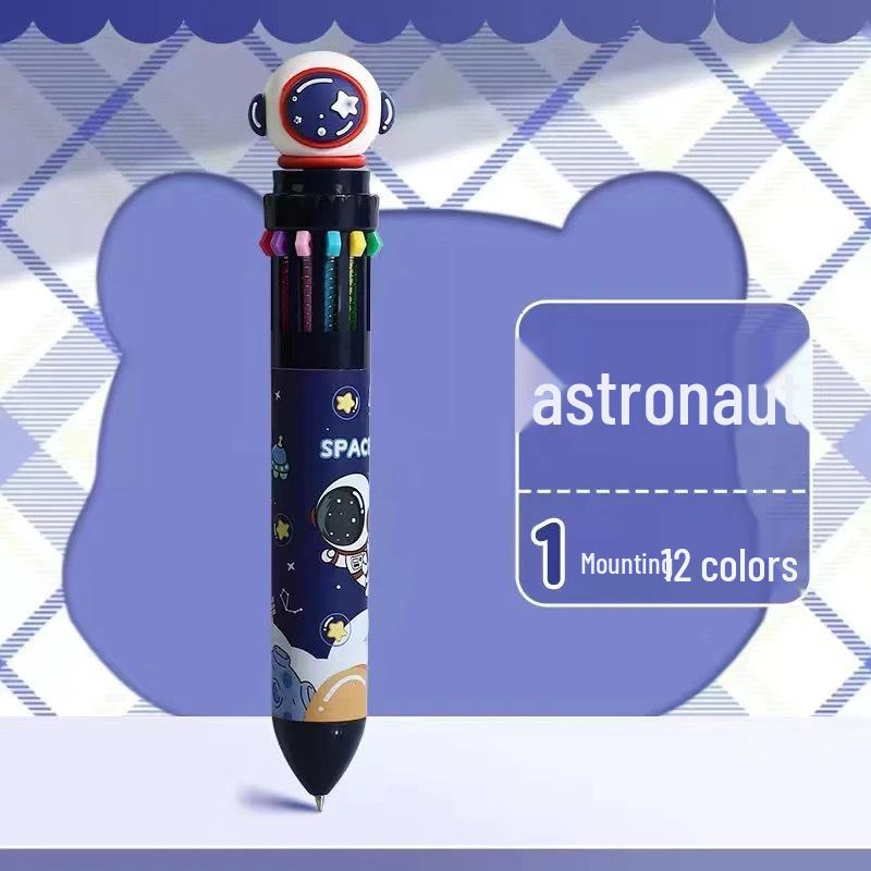 12-Color Push-Button Gel Pen Set - Multicolor Cartoon Ballpoint and Marker for Students