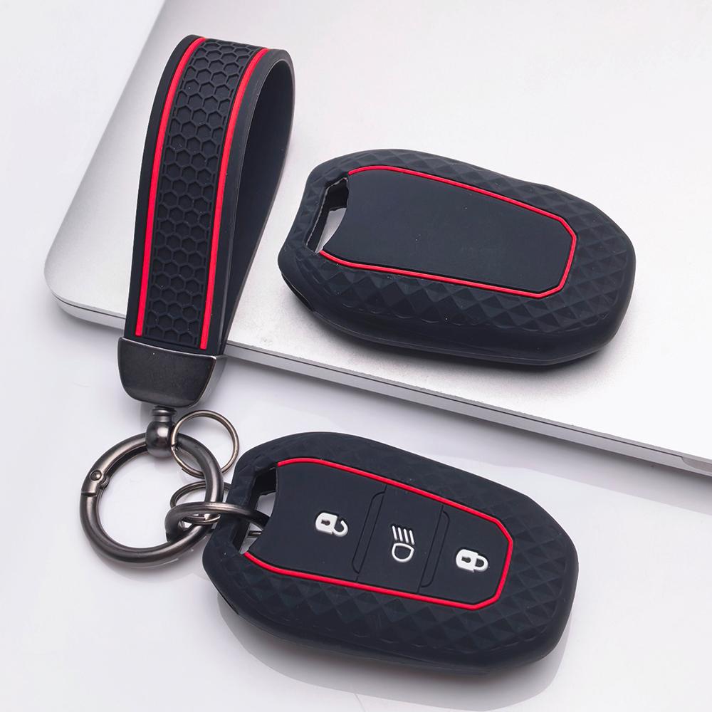 Key Fob Cover for Peugeot 3008 5008 208 308 408 508 4008 C1 with Keychain Anti-Scratch Surface Shockproof Structure Soft Grip Texture