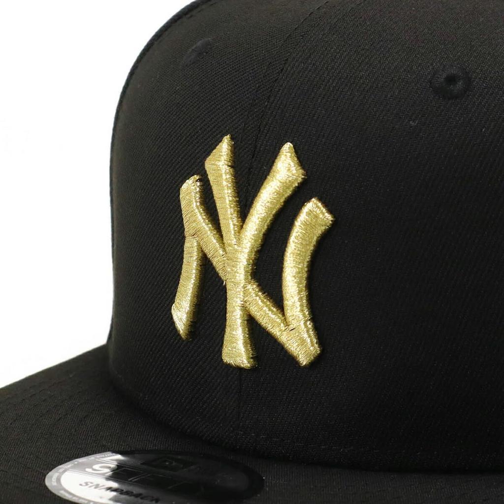 New Era 950 NEYYAN BLK MT GLD 25J Flat Visor Size Cap, MLB, Black/Gold, M/L