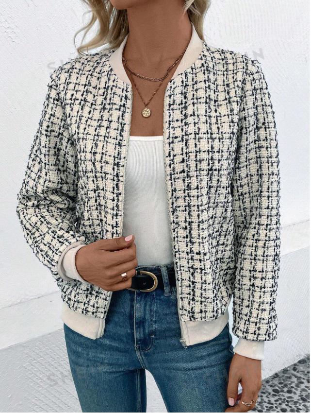 2024 Herbst Langarm Reißverschluss Strickjacke Print Jacke