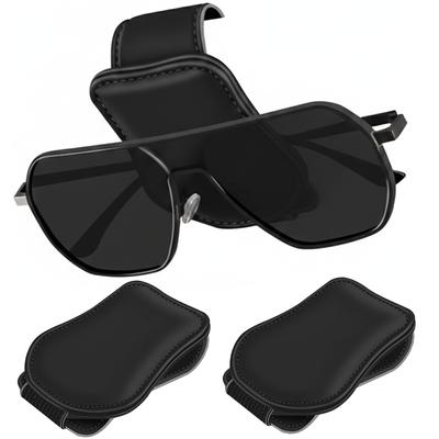 Set of 2 Sunglasses Holders for Car Sun Car Convenient Car Glasses Car Supplies Visors, Storage, Accessories, Holder, (Black)