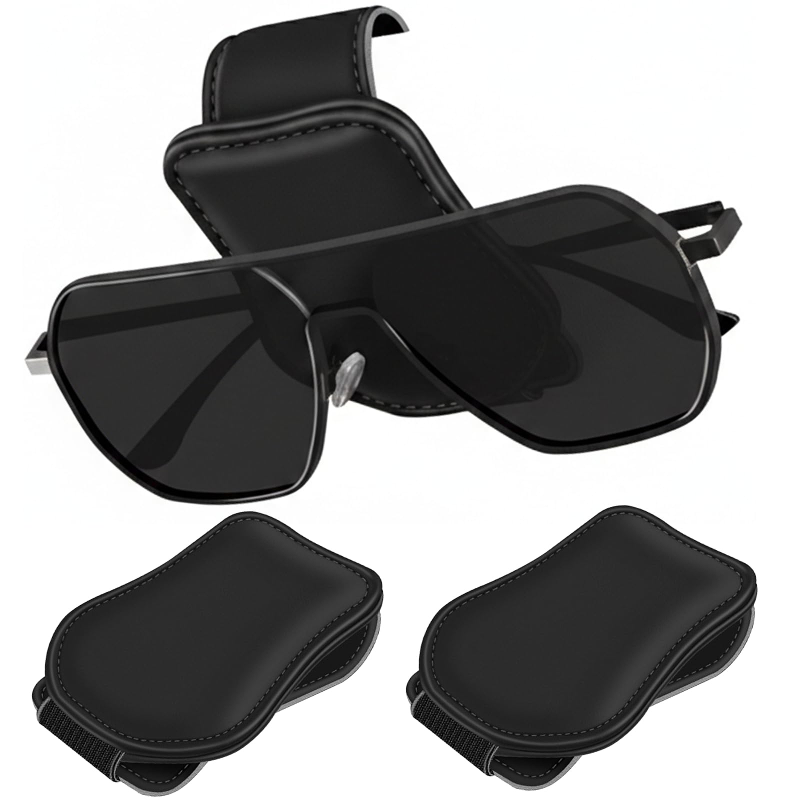 

Набор из 2 держателей для солнцезащитных очков в машину, на козырек, удобный, для очков, автомобильные аксессуары, органайзер, держатель, (черный) чёрный