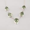 Green Amethyst Gemstone Silver Necklace 925 Sterling Silver Handmade Necklace For Women RN-1-12