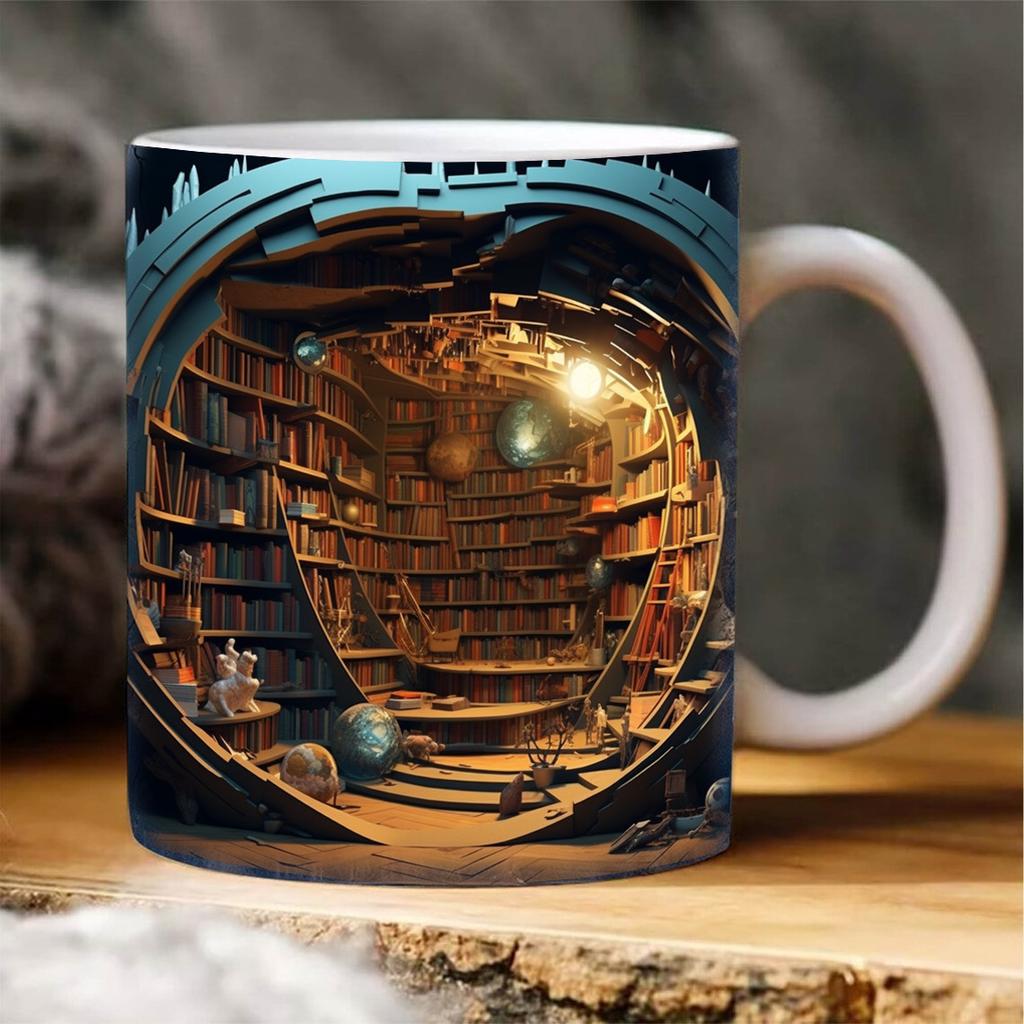 Ceramic Mug Home Creative Library Coffee Mug Cross-border 3d Bookshelf Mug Ceramic Water Cup