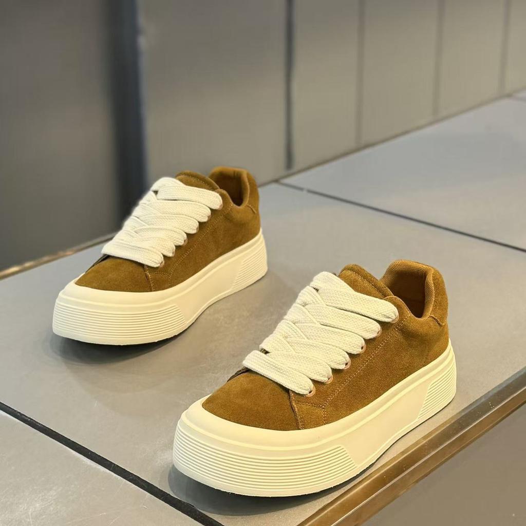 Herrenschuhe 2026 Herbst Neu Leder Sneaker Schnürung Board Schuhe Koreanische Version Dicke Sohle Höhenverstellende Schuhe Freizeitschuhe