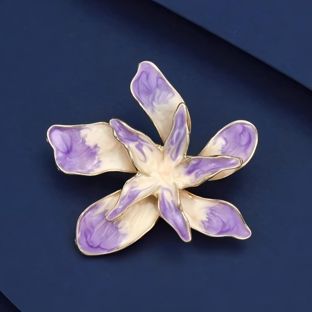 

Enamel Bauhinia Flower Brooch, High-end Women s Design Sense, Niche Brooch, Luxurious and Elegant Brooch
