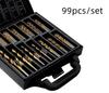 2025 New 2025 New 99PCS/Set Twist Drill High Speed Steel Titanium-plated Twist Drill Steel Plate Drill Mixed  Plastic Boxes