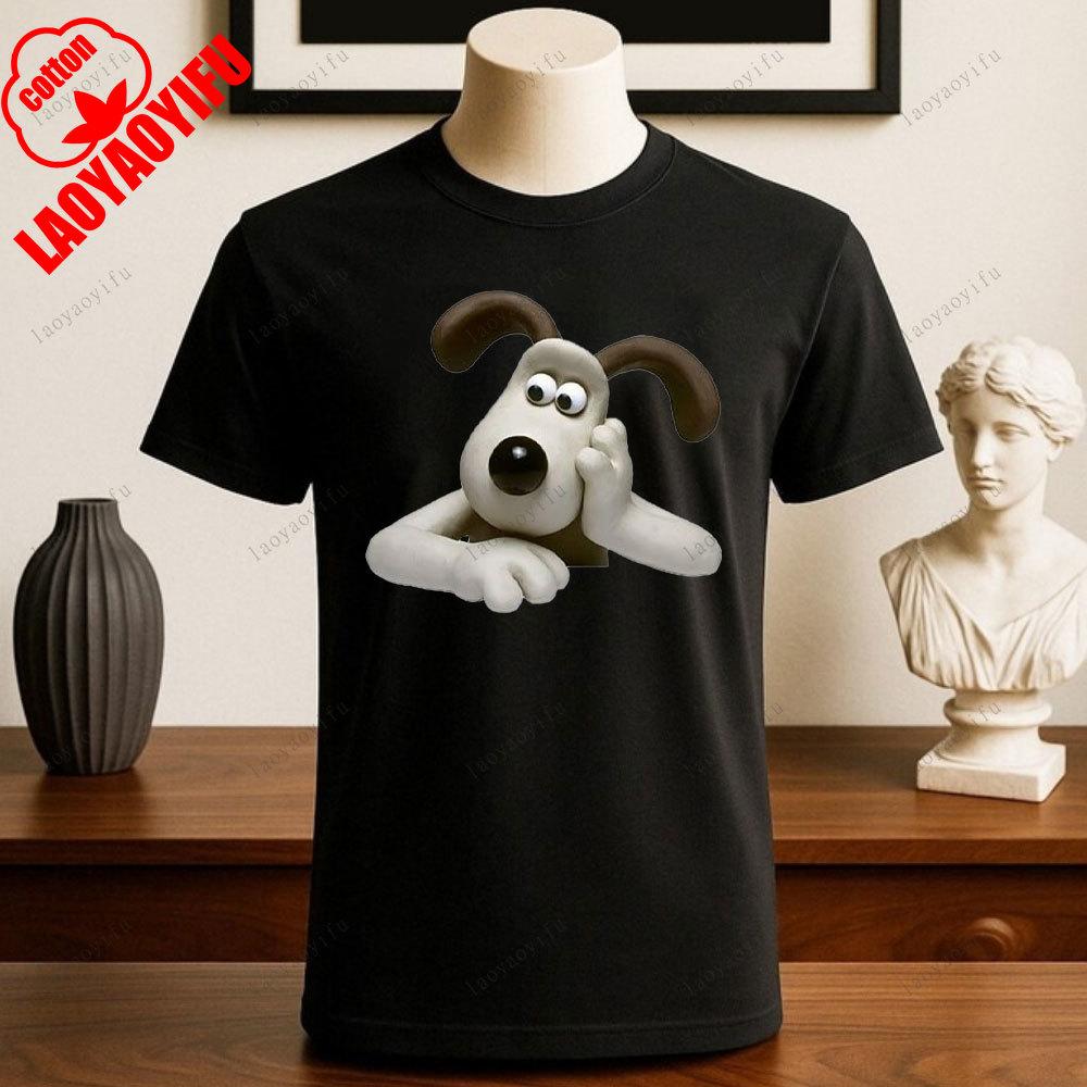 Wallace i Gromit Drukowane T-shirty Bluzki Kreskówka i Anime Drukowany T-shirt Lato Bawełna Casual Oddychające Camisetas T-shirty