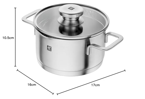 ZWILLING Pouristic Stockpot, 16cm, Deep, Double-Handled, Stainless Steel, Triple-Layered Bottom, Induction Compatible, 1.8L [Official Japanese Product