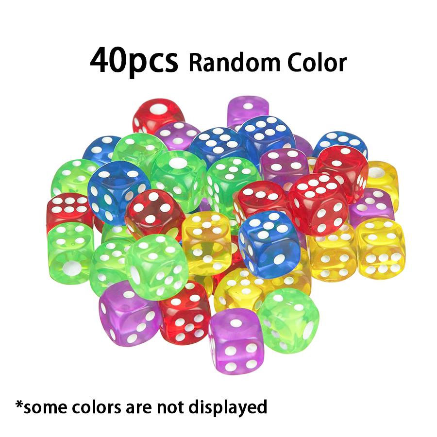 10/20/40pcsTransparent Dice 14mm Acrylic Interactive Game Tool Board Activity Entertainment Supplies for Party XJM
