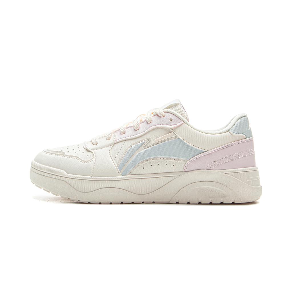 Li Ning Classic Fashion Versatile Youthful White Sneakers Women Sneakers Pink Blue AGCV180-2