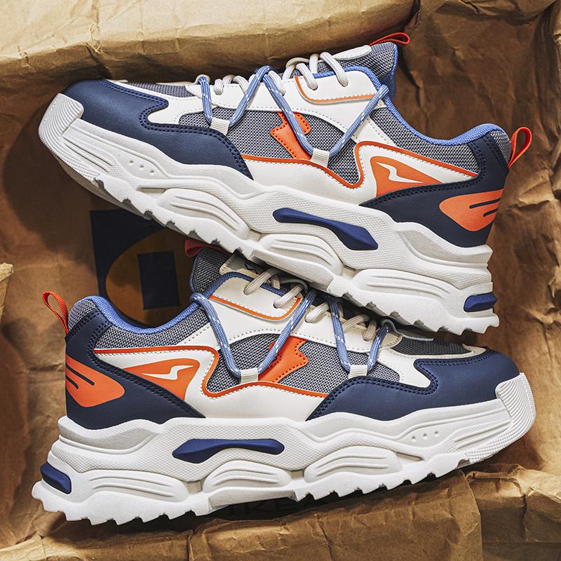 Men's Shoes Fashion Korean Thick Bottom Plate Shoes Outdoor Non-slip Lightweight Comfortable Shock-absorbing Sneakers Casual Breathable Running Shoes