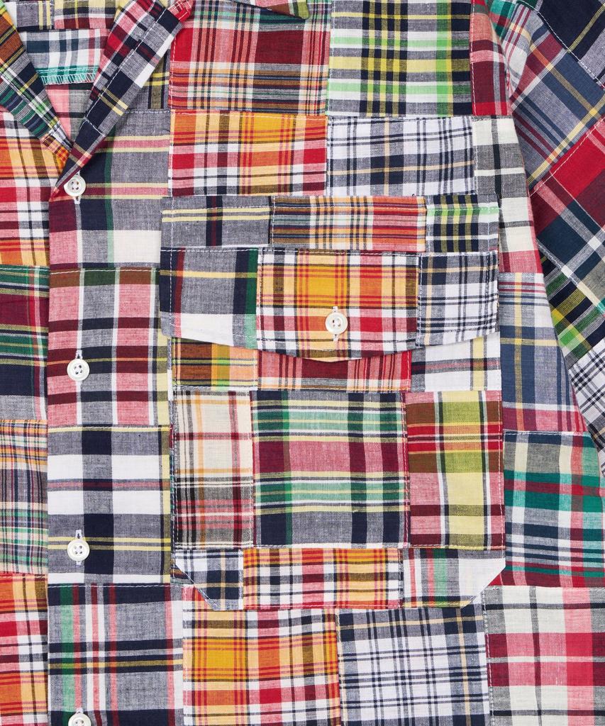 AMFEAST Archive Piece Open Collar Shirt Red Patchwork